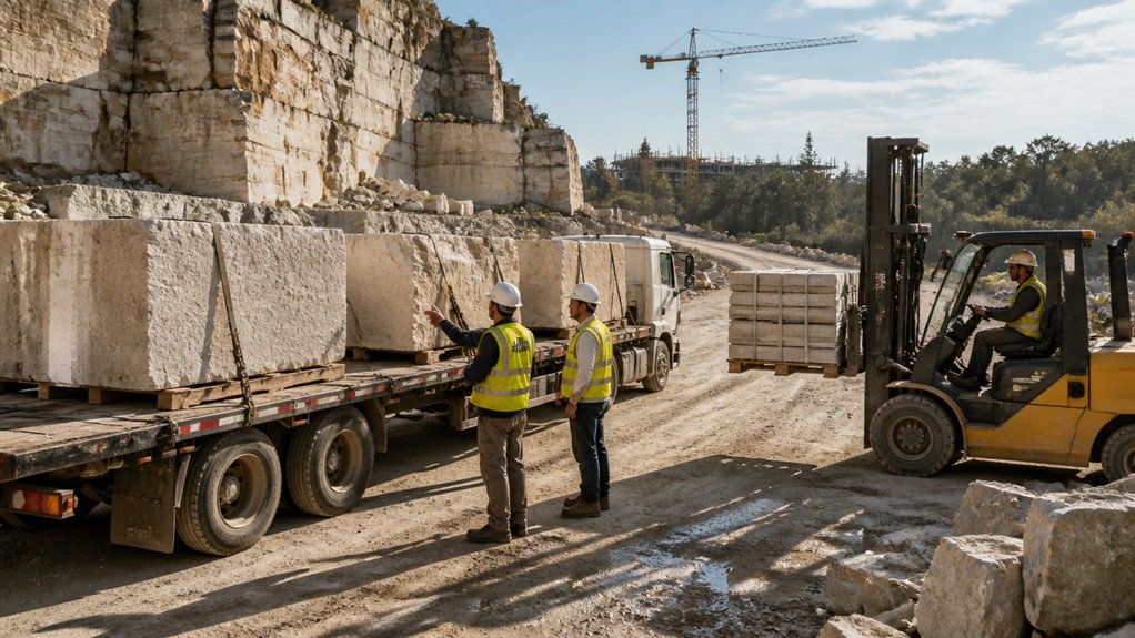 natural stone transport to site